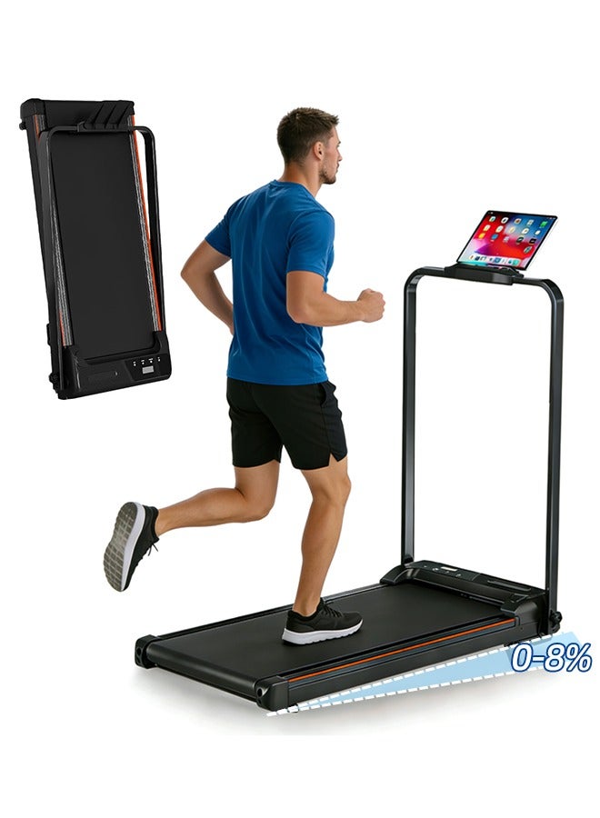 الحلم جهاز سير كهربائي بمنحدر 8٪، جهاز مشي قابل للطي ومحمول للاستخدام في المنزل أو المكتب، بمحرك 2.0 حصان هادئ، وسرعة من 1 إلى 6 كم/س، يتحمل وزنًا حتى ‎300 رطل‎، مزود بحامل آيباد - Image 1